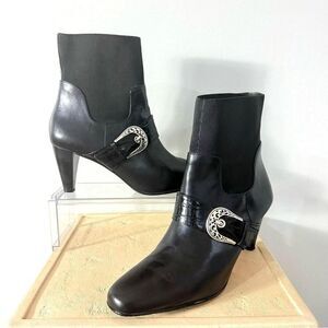 Brighton Black Vintage Rosita Leather Boots Classic Ankle Booties Size 7M